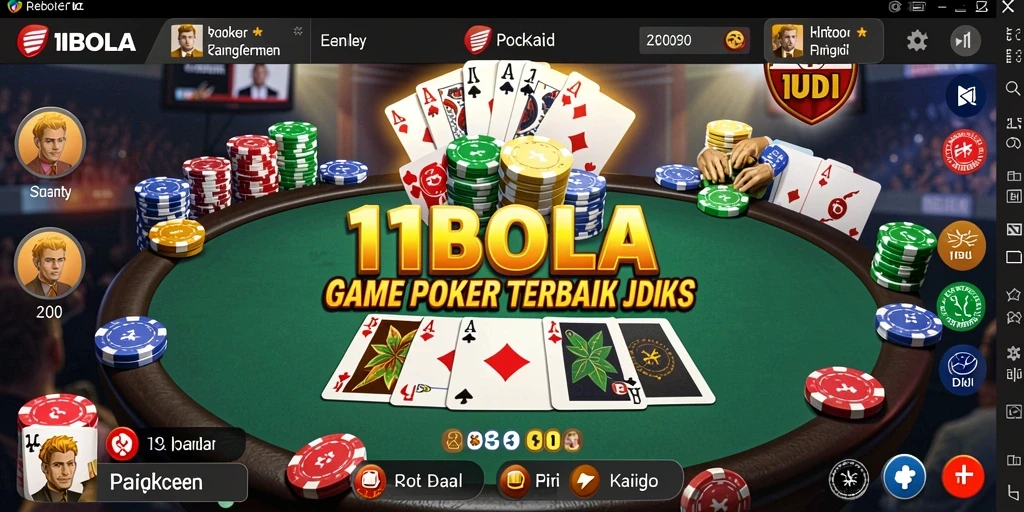 Tampilan gameplay Poker yang mendebarkan di 11BOLA.