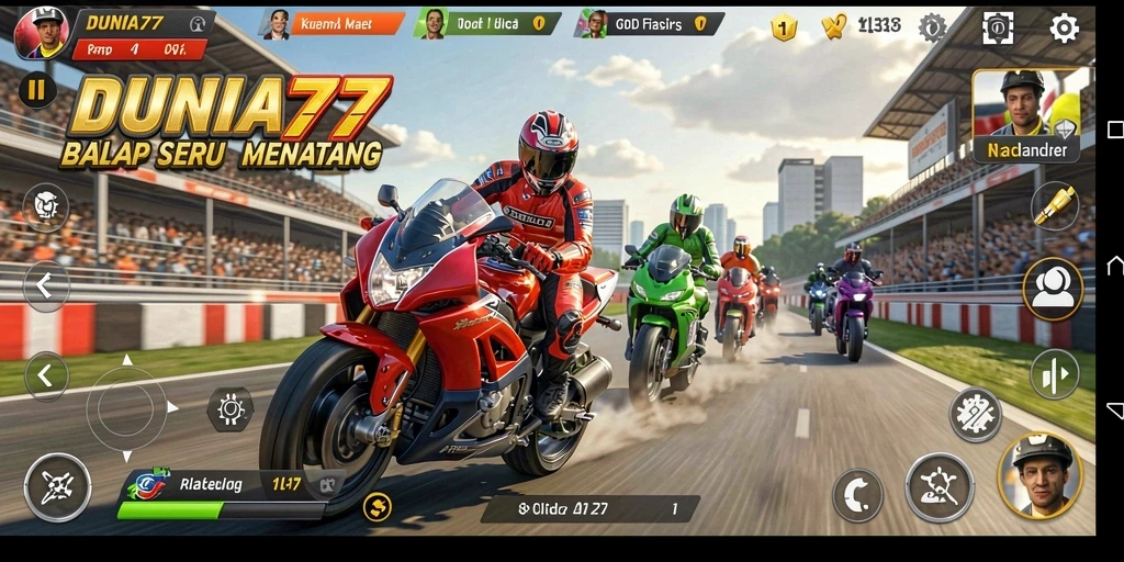 Gambaran permainan balap yang intens dan mendebarkan di DUNIA77.