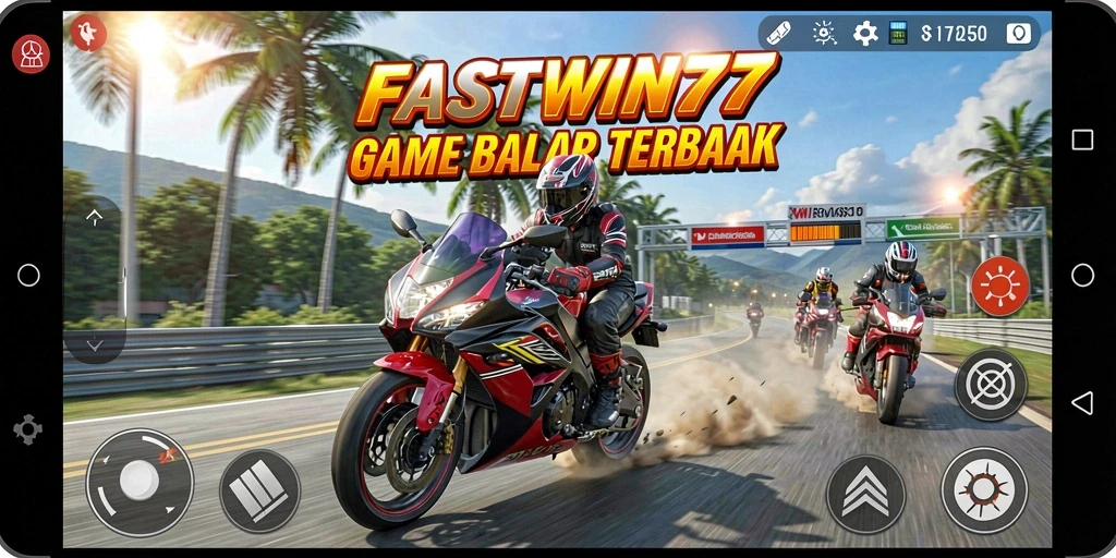 Tampilan mendebarkan gameplay balap motor di FASTWIN77.