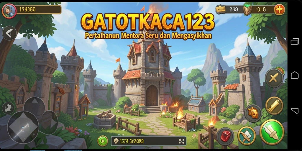 Tampilan gameplay GATOTKACA123 yang seru dalam Tower Defense.