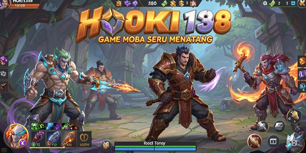 Screenshot HOKI138 yang menunjukkan aksi pertarungan MOBA yang mendebarkan.