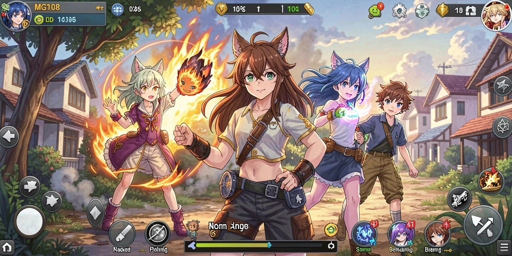 Screenshot gameplay MG108 menampilkan aksi seru dalam dunia Anime.
