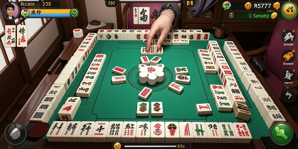 Screenshot gameplay RS777 menunjukkan keseruan permainan Mahjong yang penuh tantangan.